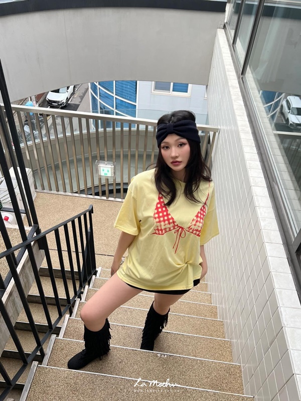 比基尼圖案大棉T上衣